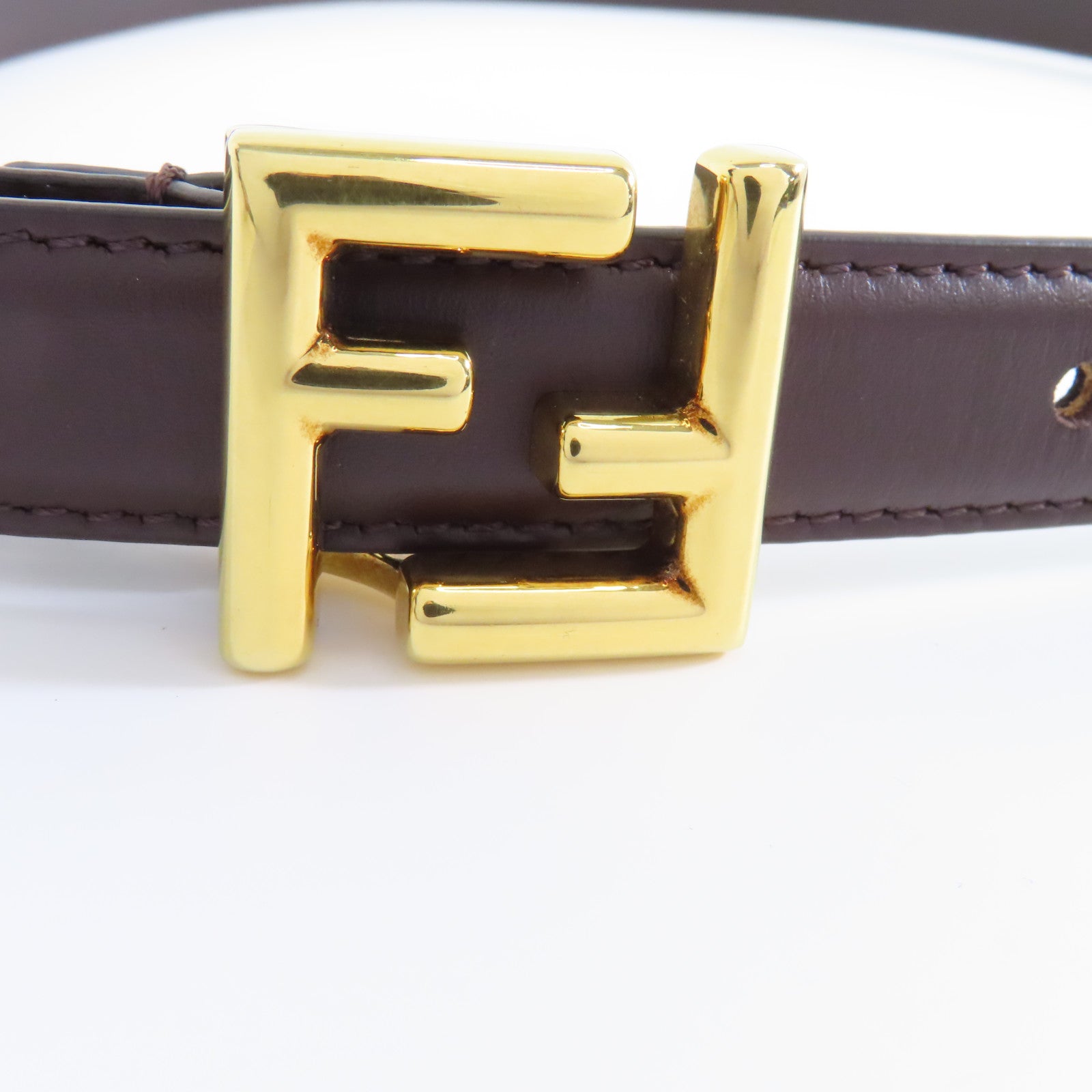 FENDI 牛皮皮革Belt 95cm金扣皮帶棕色