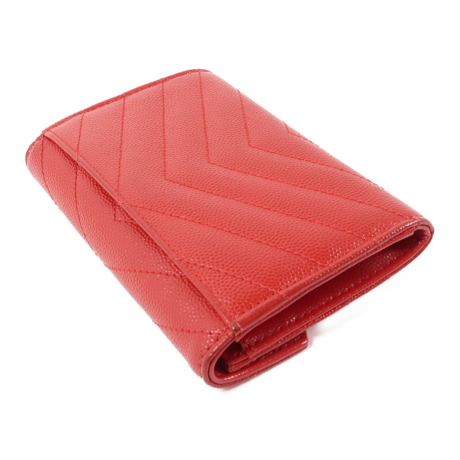 SAINT LAURENT 牛皮皮革Wallet銀扣錢包紅色