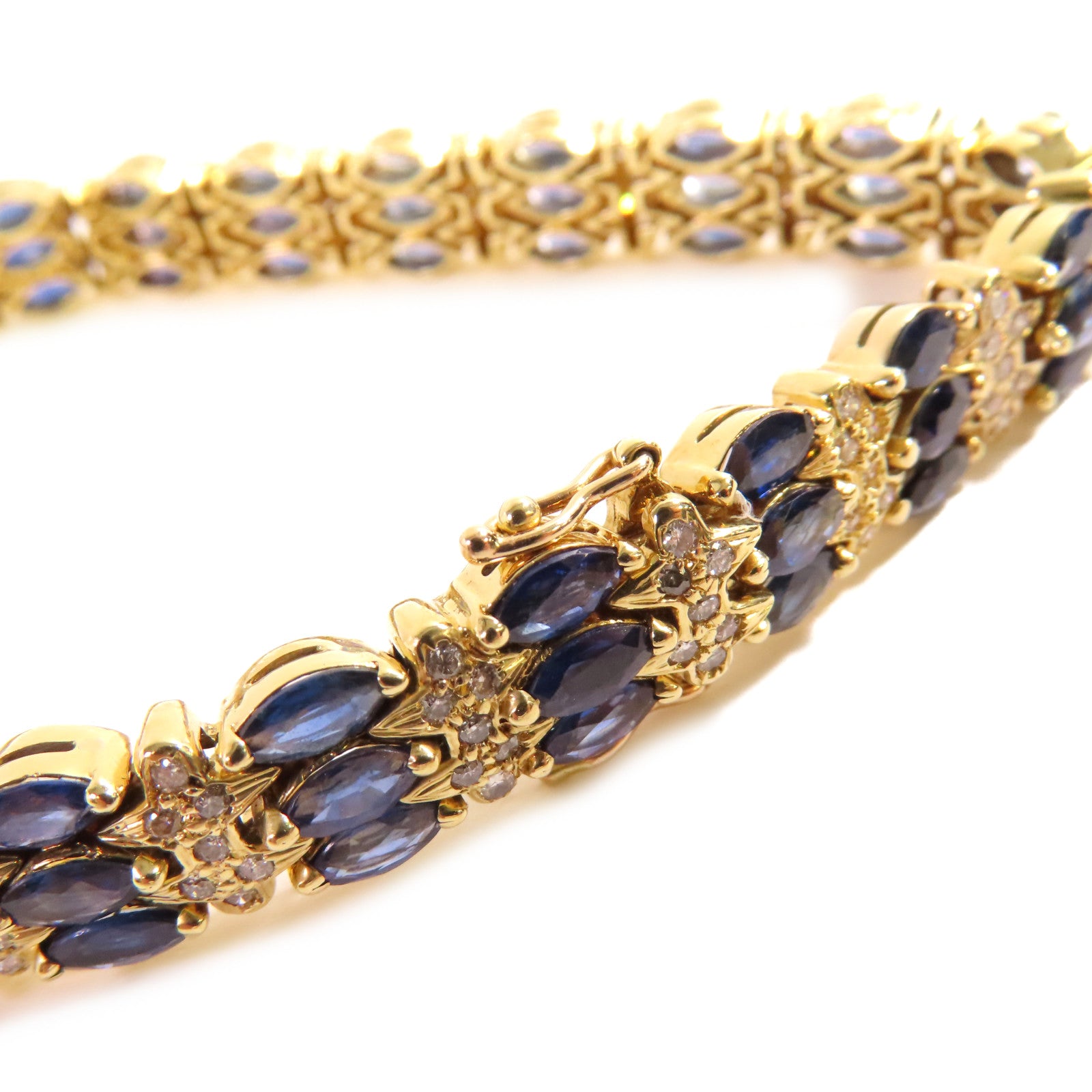 JEWELRY 【激減優惠】18K黃金/7.00ct藍寶石/1.60ct鑽石Sapphire Diamond Blaceret手鏈