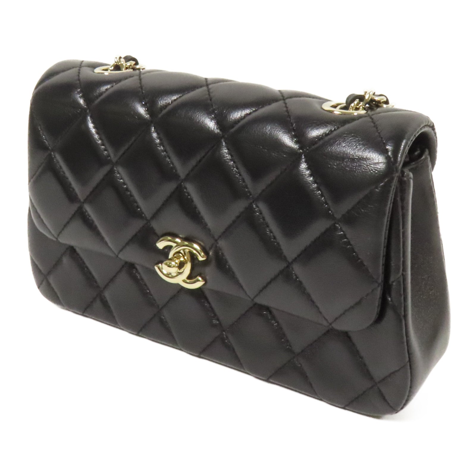 CHANEL 牛皮皮革Chain Shoulder金扣肩背袋