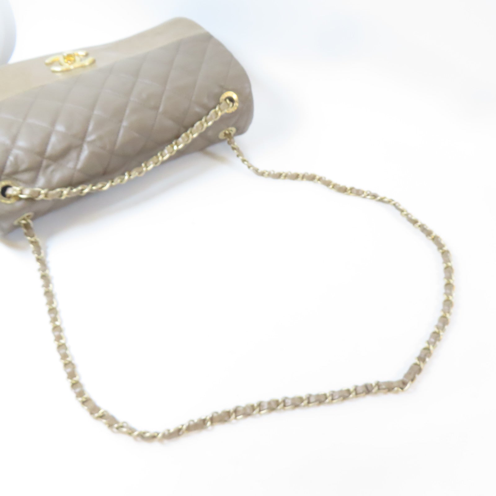 CHANEL 【激減優惠】菱格牛皮皮革Chain Shoulder Bag金扣鏈帶肩背袋啡色