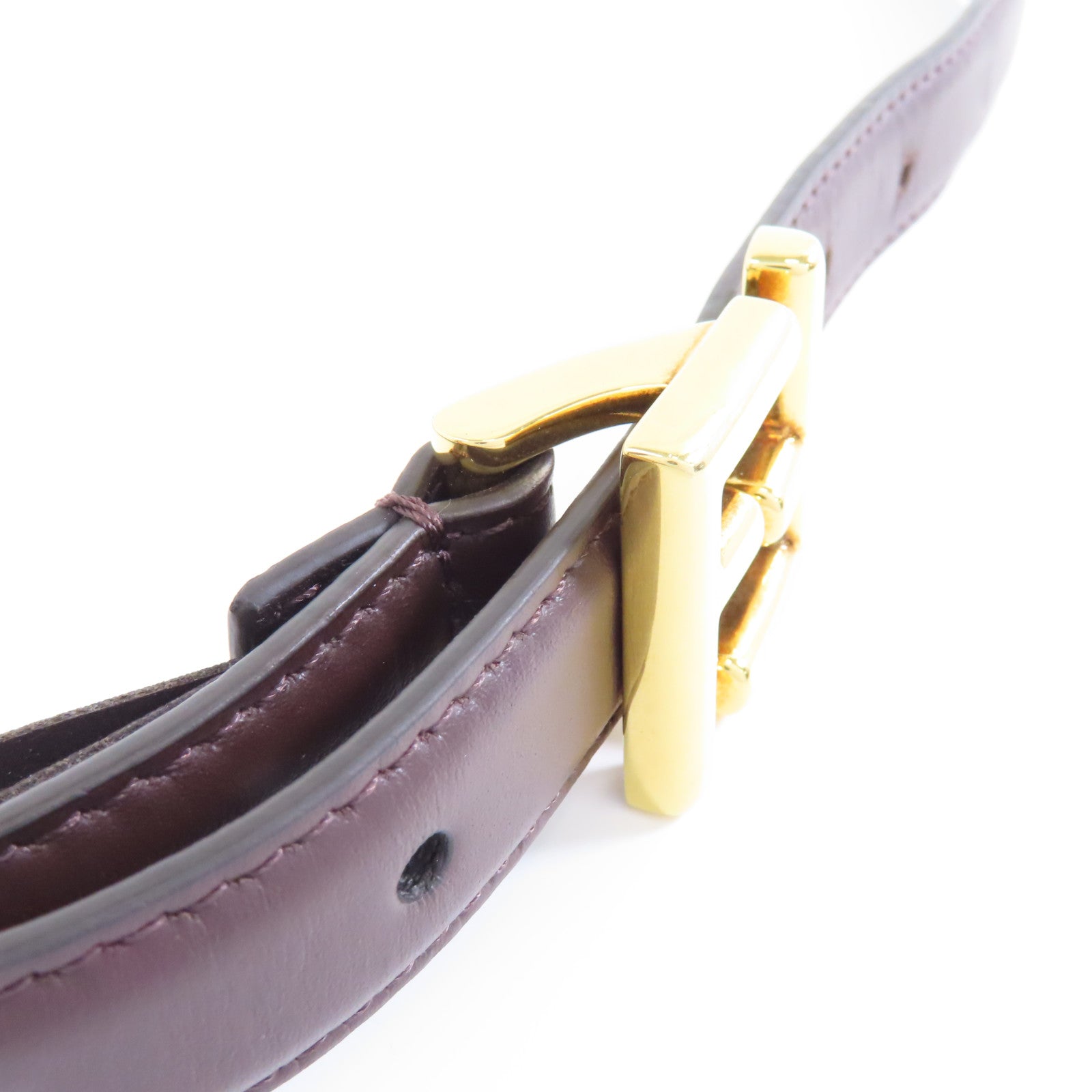 FENDI 牛皮皮革Belt 95cm金扣皮帶棕色