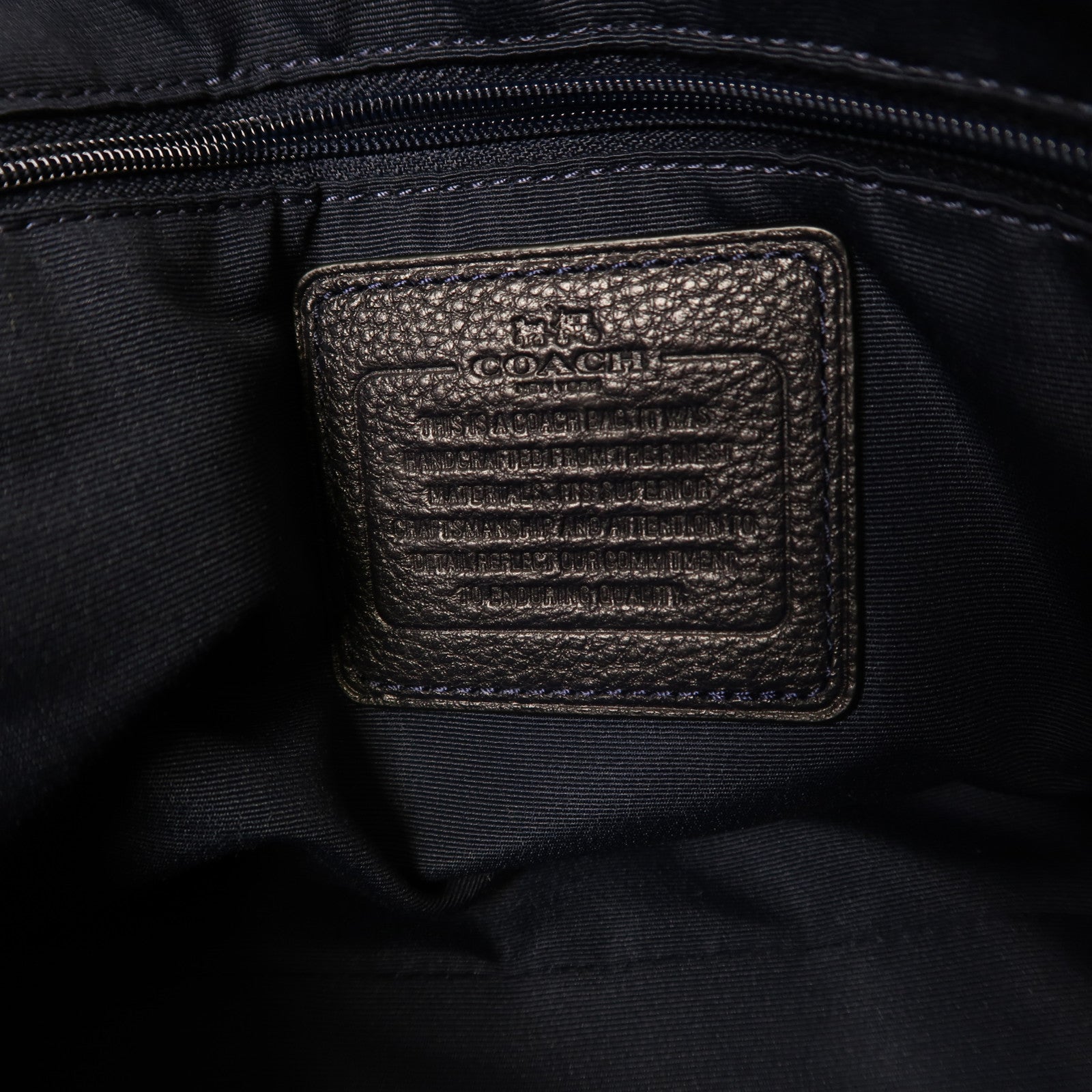 COACH 牛皮皮革Sholder Bag金扣手挽肩背兩用袋深藍色