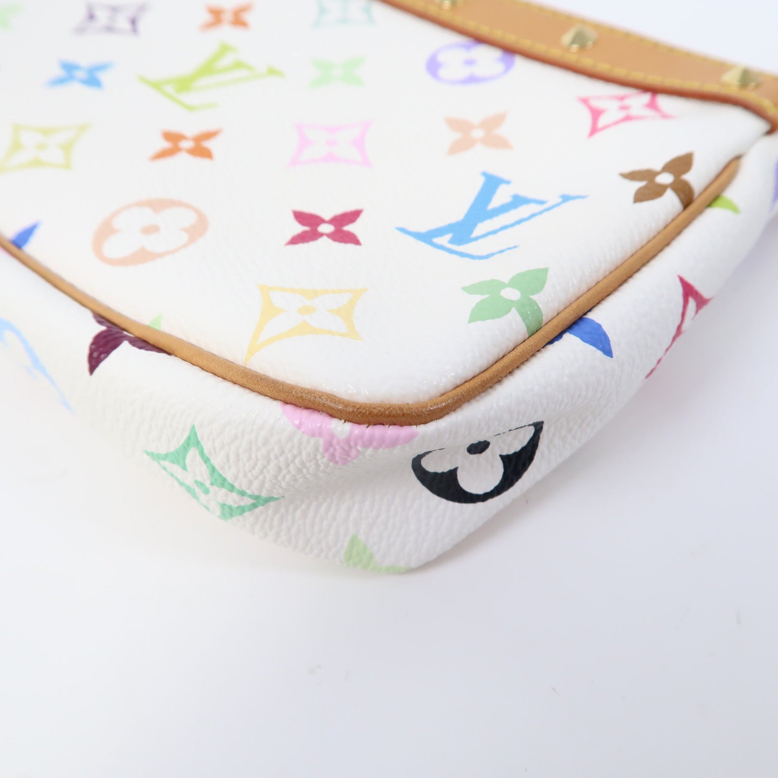 LOUIS VUITTON Monogram Multicolore Pochette Accessories金扣手拿包白色/彩色