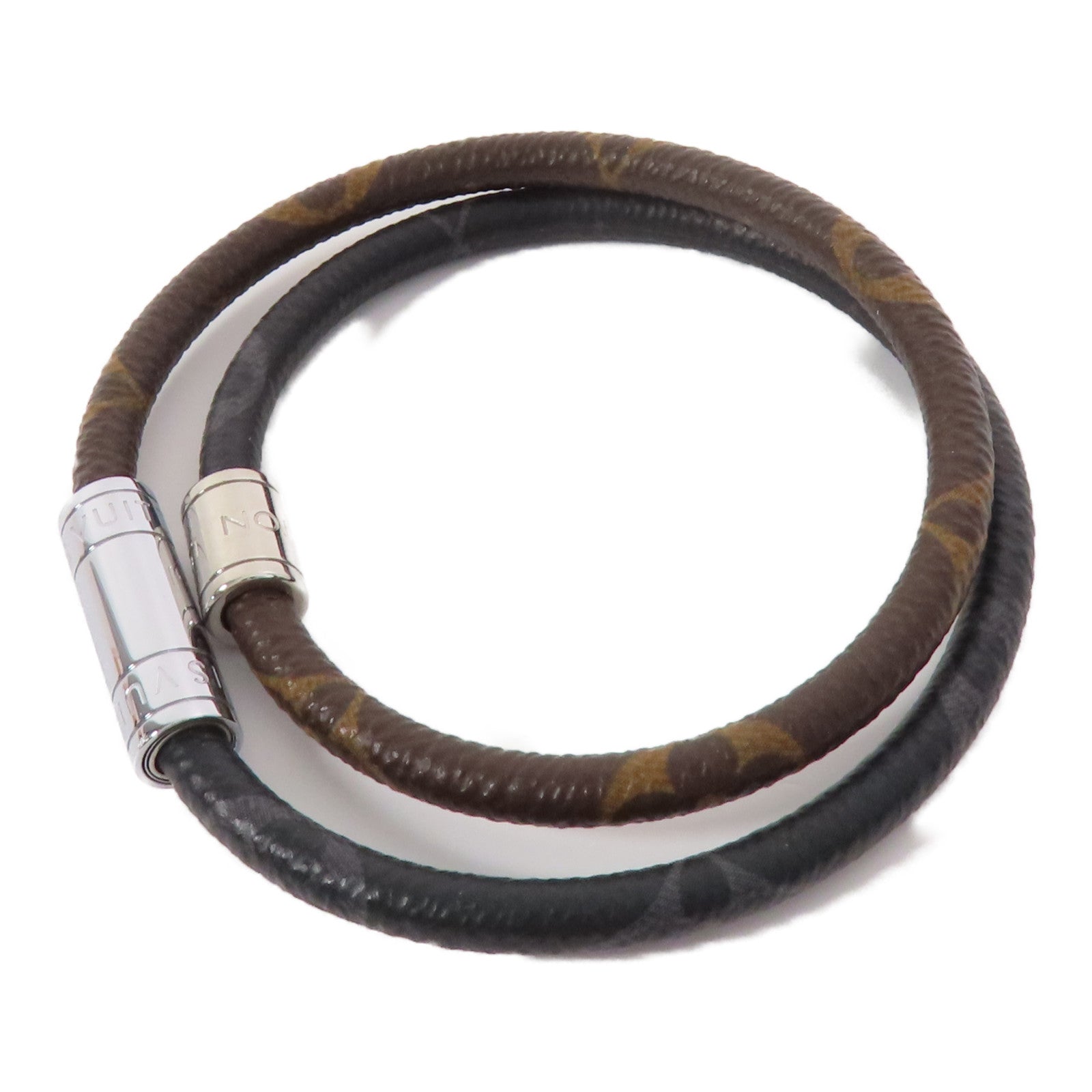 LOUIS VUITTON Monogram Macssar/Eclipse Keep It Double銀扣手鏈
