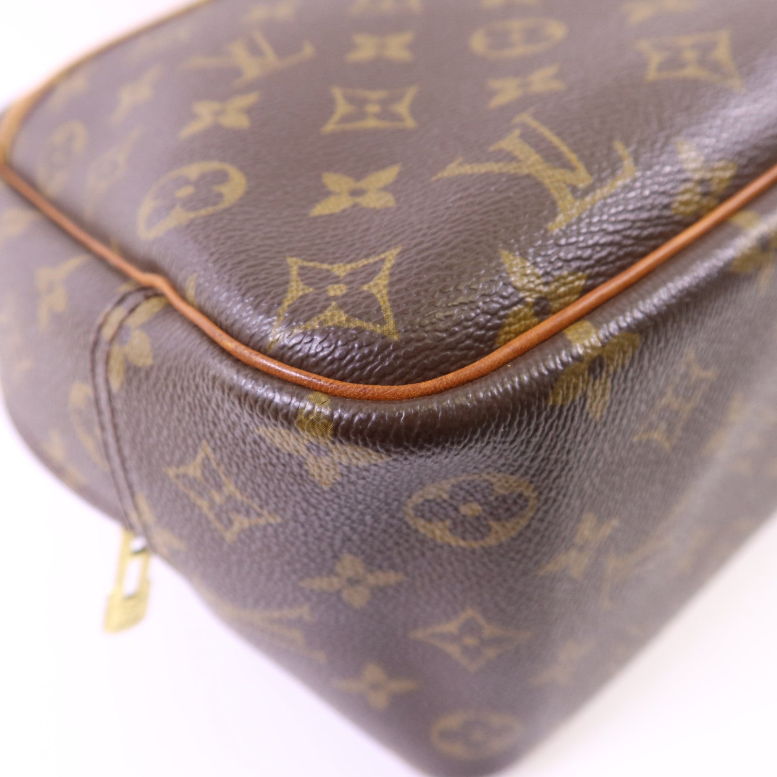 LOUIS VUITTON Monogram Deauville金扣手挽袋棕色