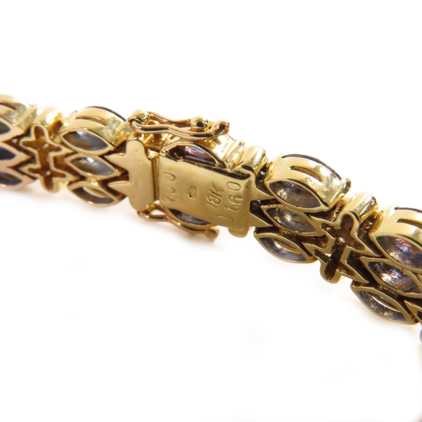 JEWELRY 【激減優惠】18K黃金/7.00ct藍寶石/1.60ct鑽石Sapphire Diamond Blaceret手鏈