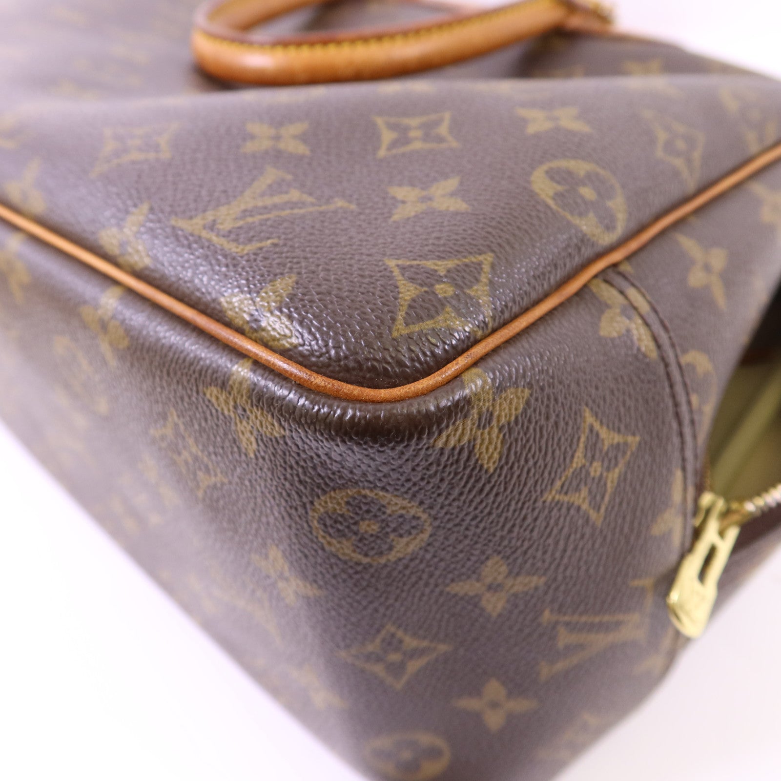 LOUIS VUITTON Monogram Deauville金扣手挽袋棕色