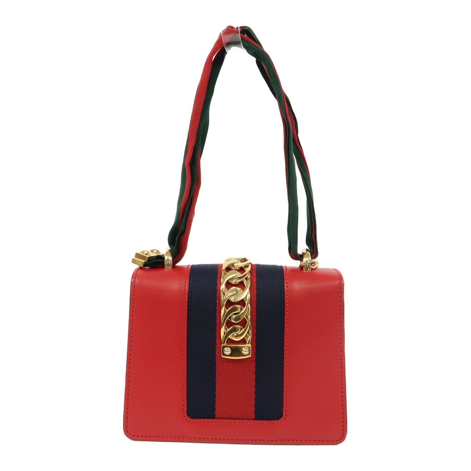 GUCCI 【激減優惠】牛皮皮革Sylvie Mini Chain Bag金扣手挽肩背兩用袋紅色