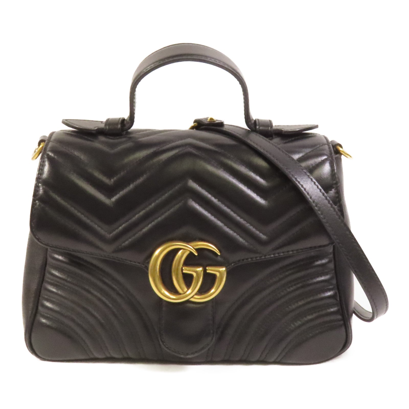 GUCCI 牛皮皮革GG Marmont Small金扣手挽肩背兩用袋