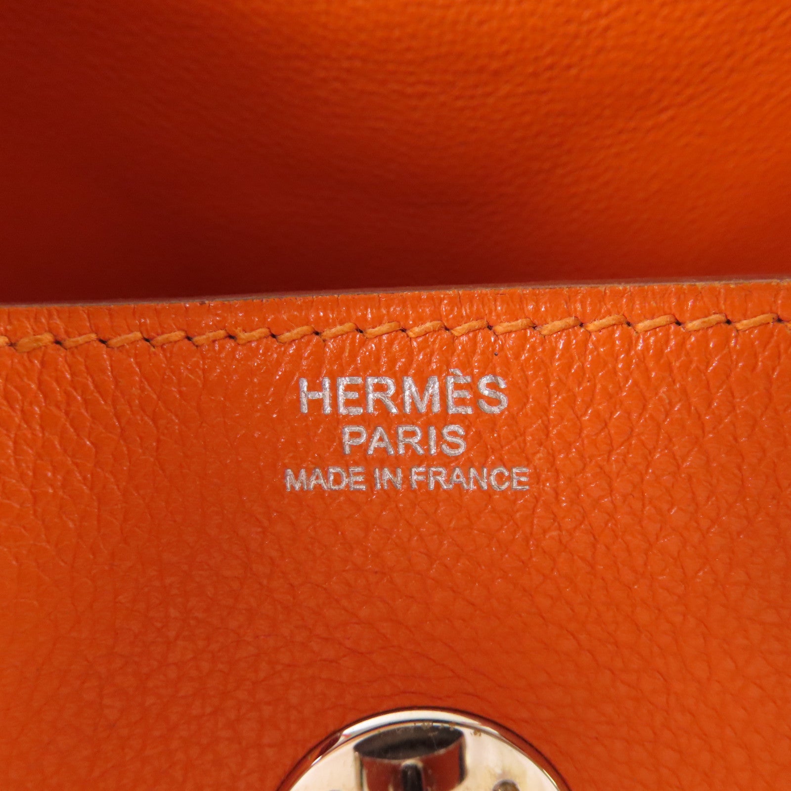 HERMES PHW Lindy 30 2 Way Bag Evercolor Leather 8V Orange Poppy