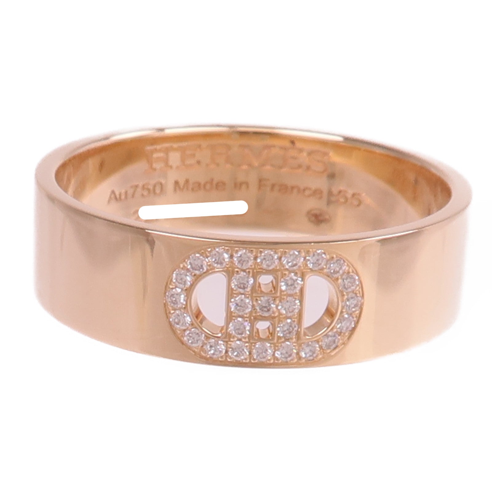 HERMES 18K玫瑰金H d'ancre Ring鑽石戒指