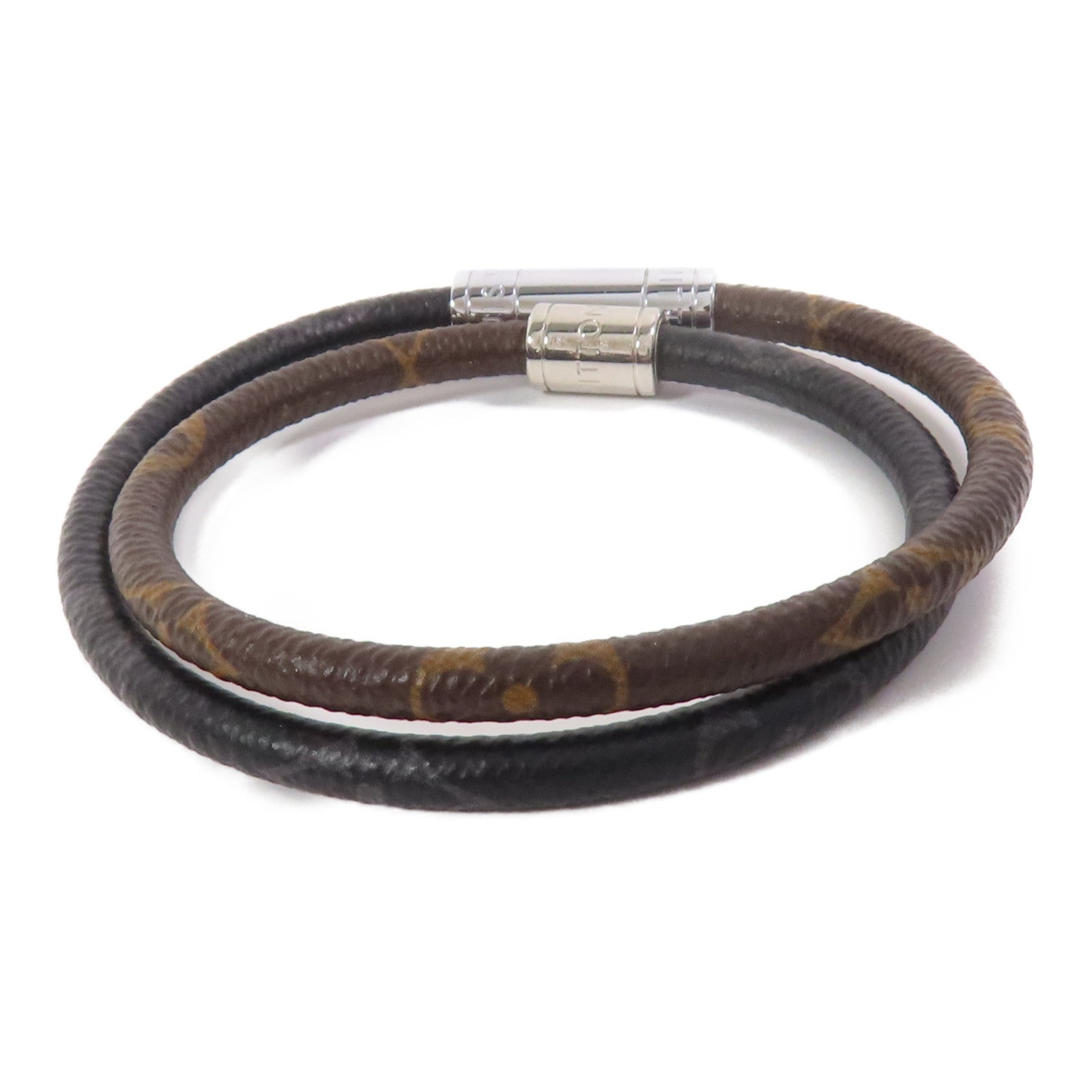 LOUIS VUITTON Monogram Macssar/Eclipse Keep It Double銀扣手鏈