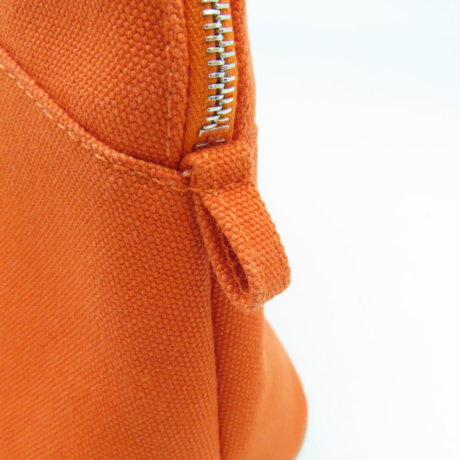 HERMES Toile H帆布Trousse Bolide MM銀扣手拿包橙色