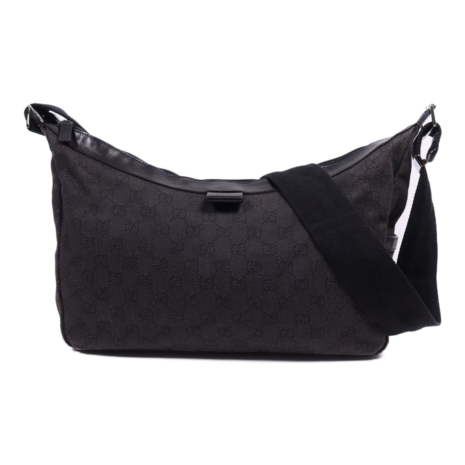 GUCCI 帆布Shoulder Bag銀扣肩背袋