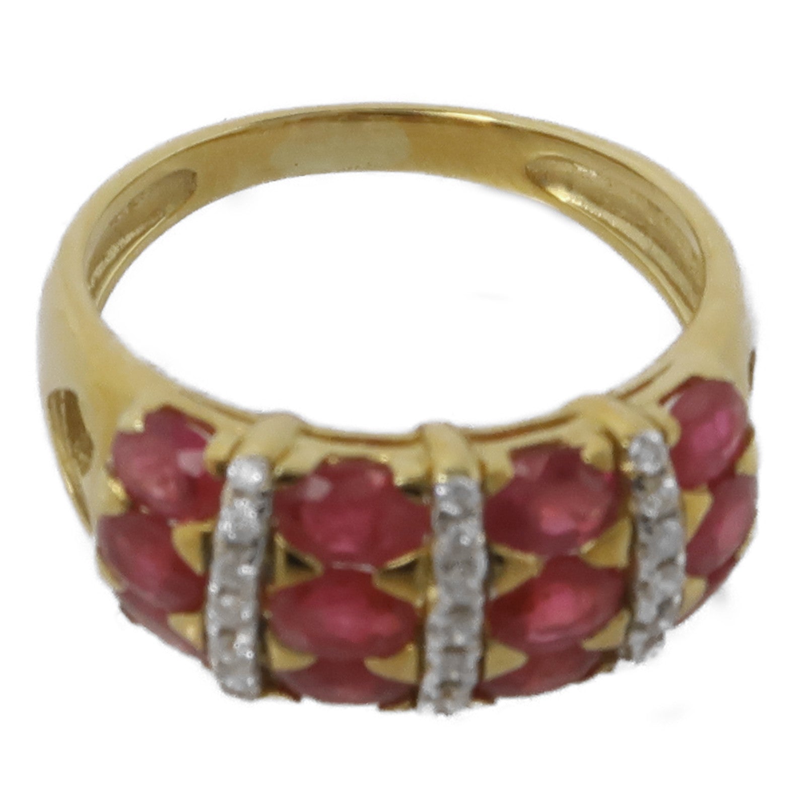 JEWELRY 18K黃金Ruby Ring紅寶石/鑽石戒指US#7