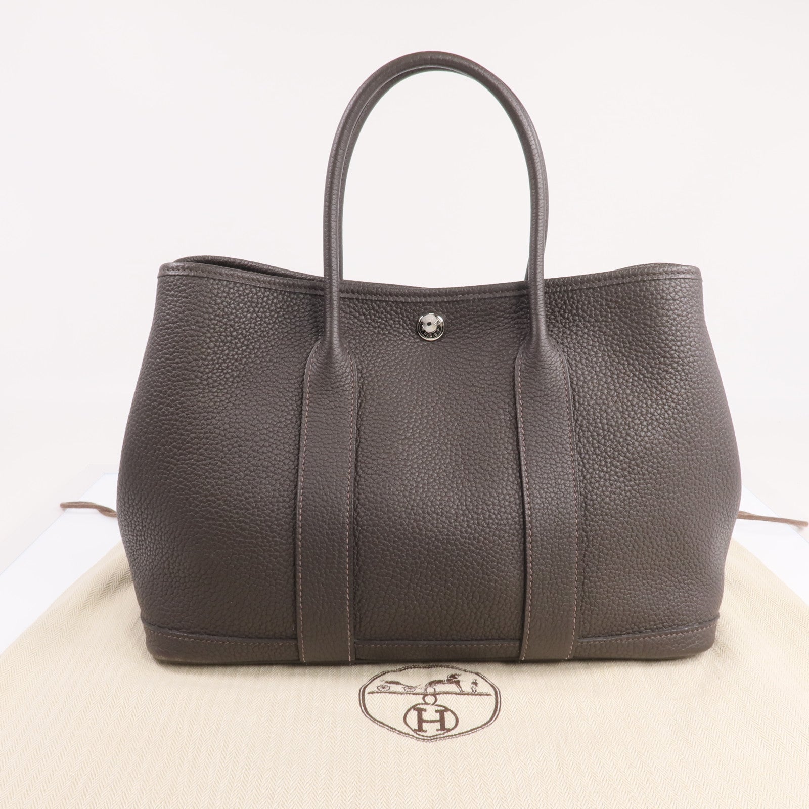 HERMES Negonda皮革Garden Party TPM銀扣手挽袋Ebene