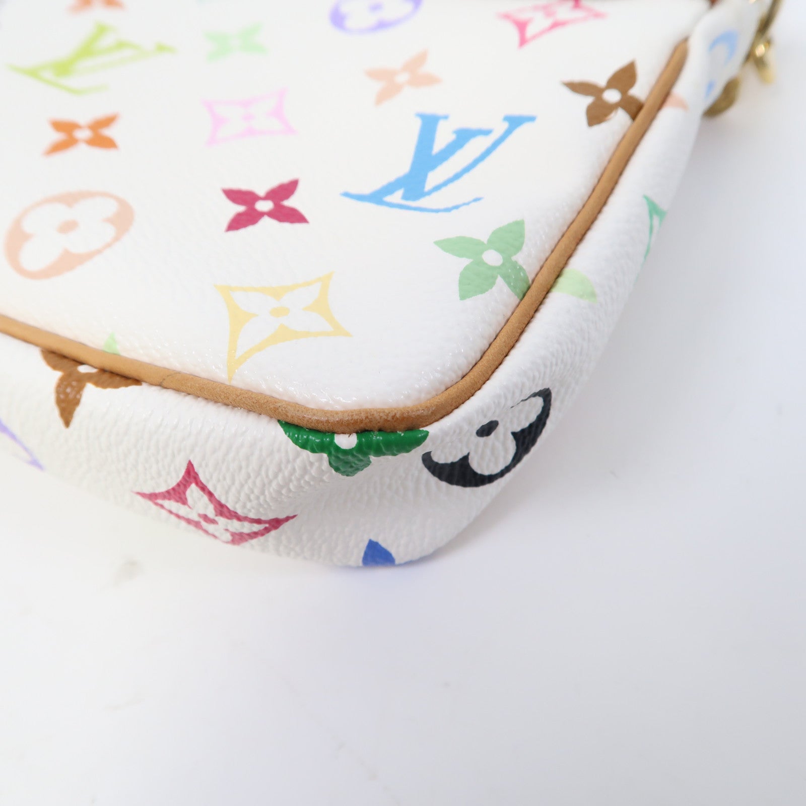 LOUIS VUITTON Monogram Multicolore Pochette Accessories金扣手拿包白色/彩色