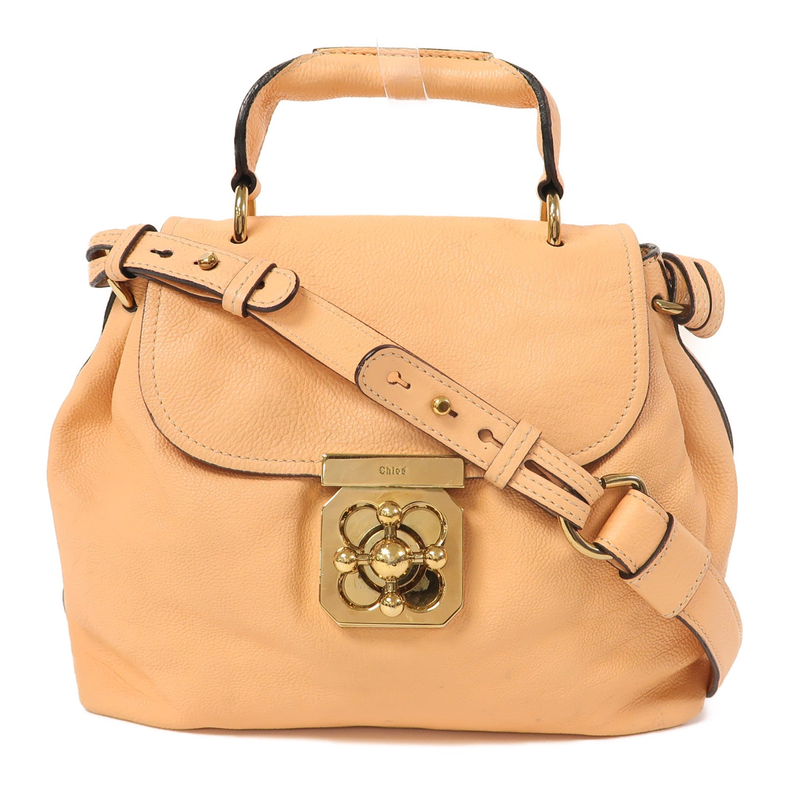 Chloe 【激減優惠】牛皮皮革Shoulder Bag金扣手挽肩背兩用袋杏黃色