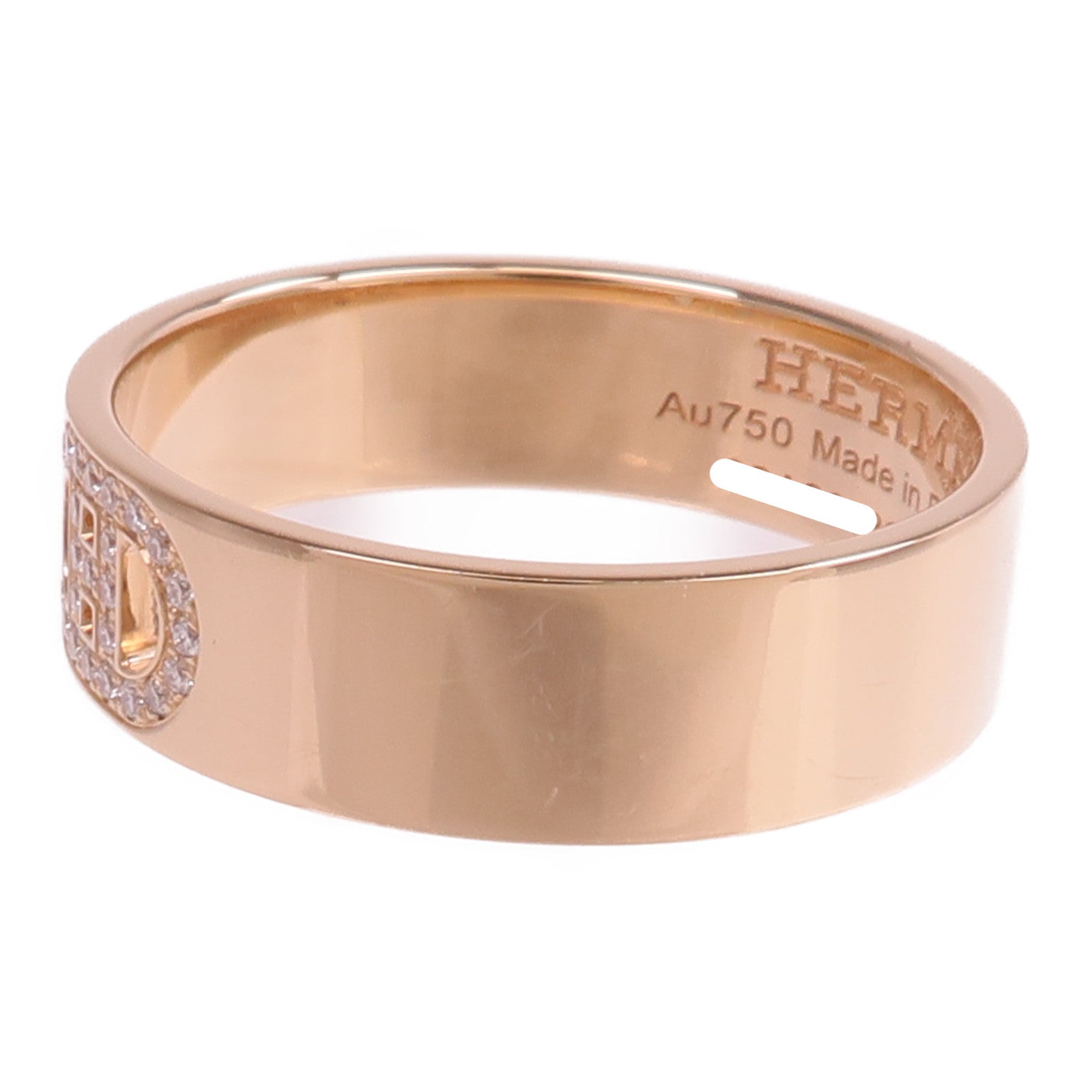 HERMES 18K玫瑰金H d'ancre Ring鑽石戒指