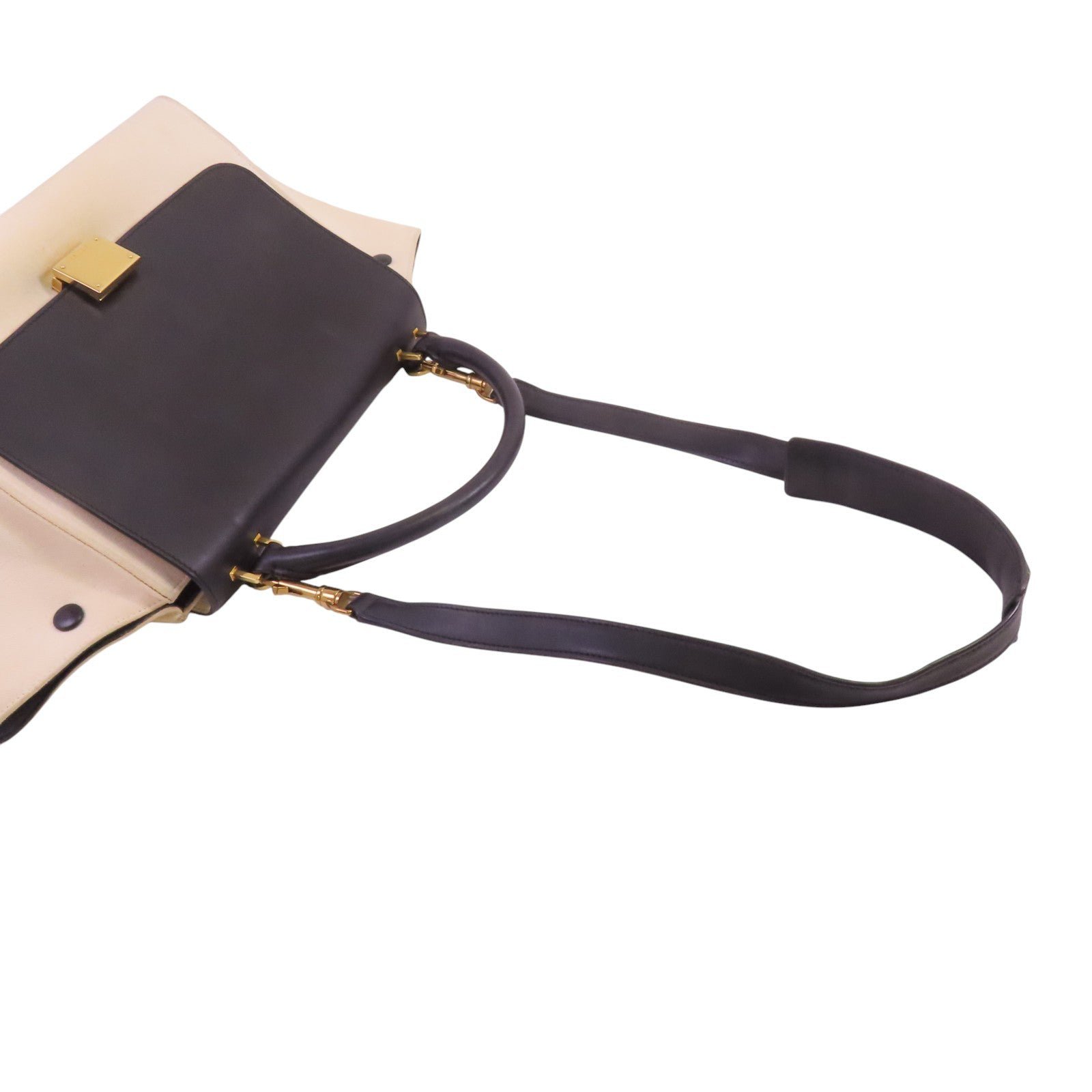 CELINE 帆布/牛皮皮革Trapeze金扣手挽肩背兩用袋