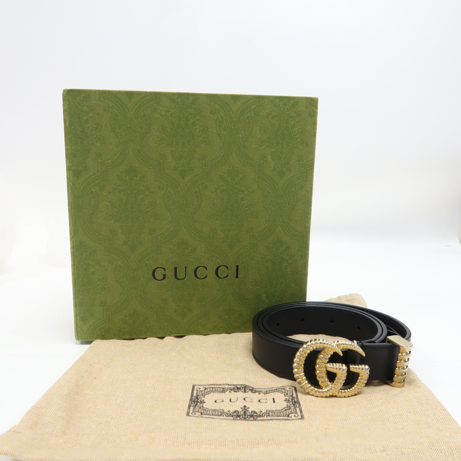 GUCCI 牛皮皮革Belt金扣皮帶黑色