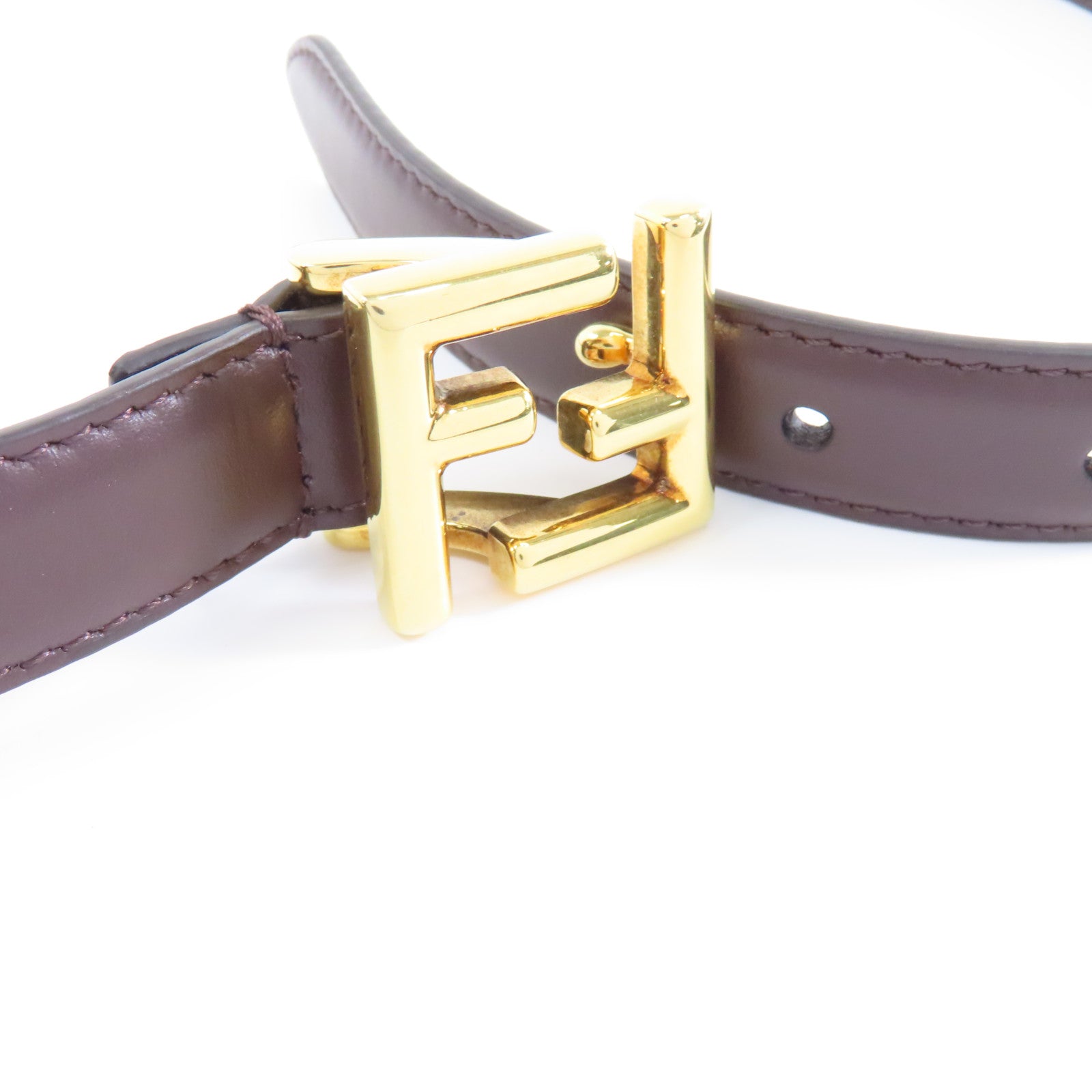FENDI 牛皮皮革Belt 95cm金扣皮帶棕色