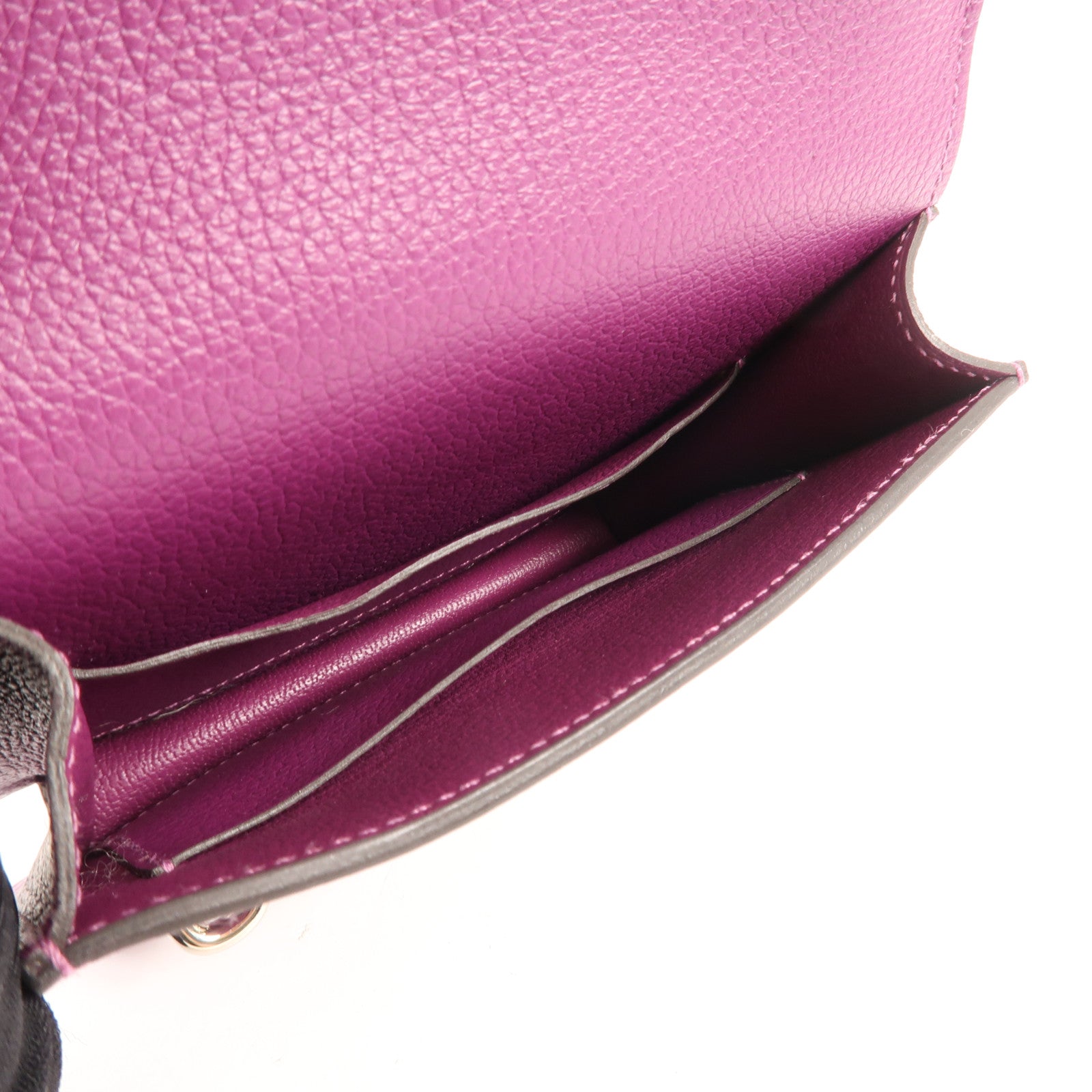 HERMES Evercolour皮革Roulis Slim銀扣錢包Anemone