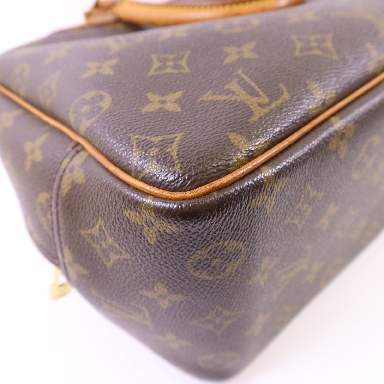 LOUIS VUITTON Monogram Deauville金扣手挽袋棕色