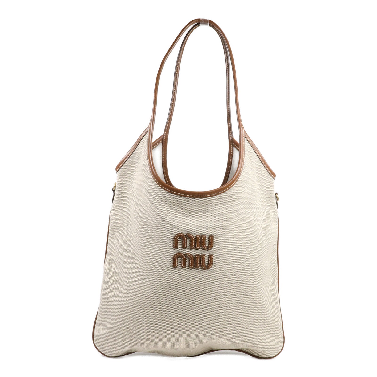 Miu Miu 帆布/牛皮皮革Ivy Tote肩背袋