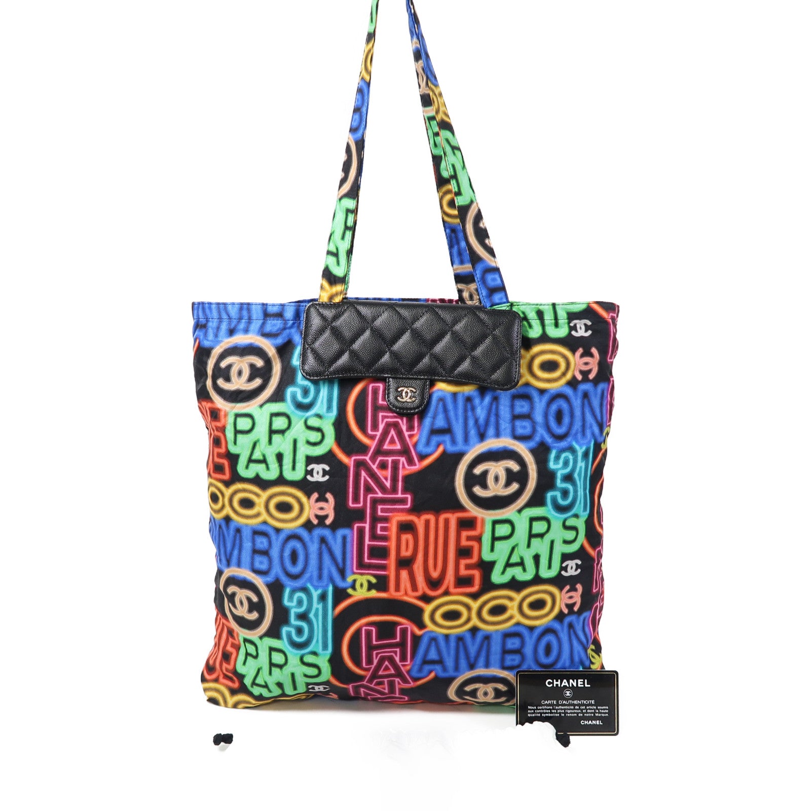 CHANEL 【激減優惠】菱格Caviar皮革/尼龍Eco Bag金扣手挽肩背兩用袋黑色/彩色