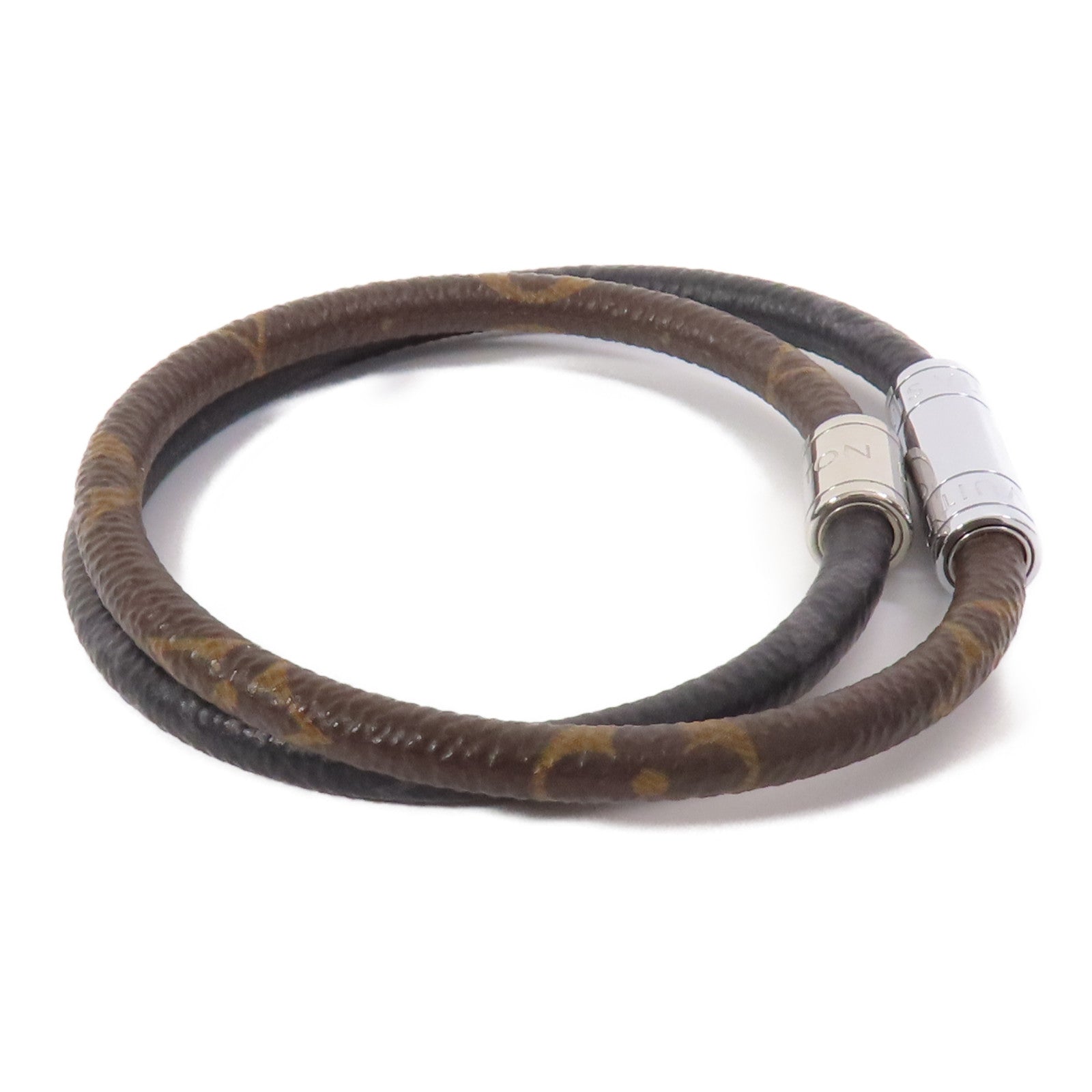 LOUIS VUITTON Monogram Macssar/Eclipse Keep It Double銀扣手鏈