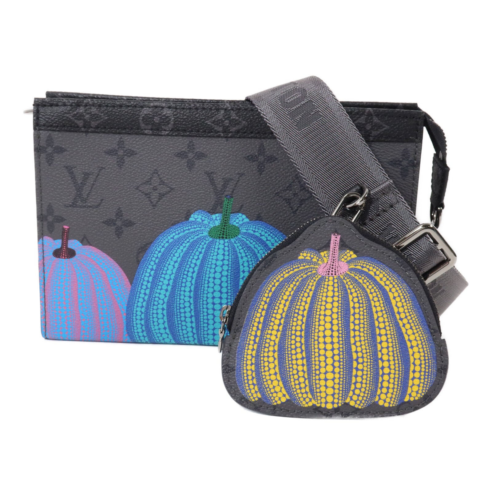 LOUIS VUITTON Monogram Eclipse LV x YK Gaston肩背袋