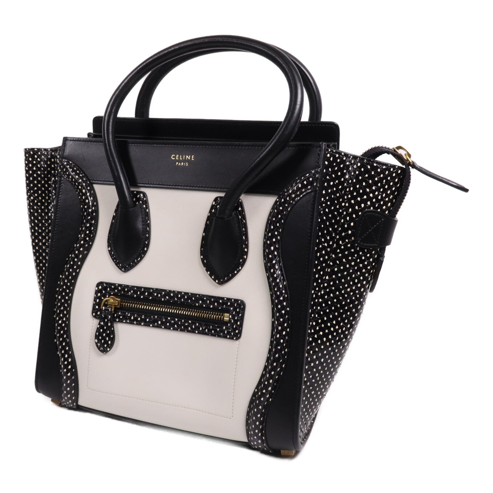 CELINE 牛皮皮革Micro Luggage Tote金扣手挽袋