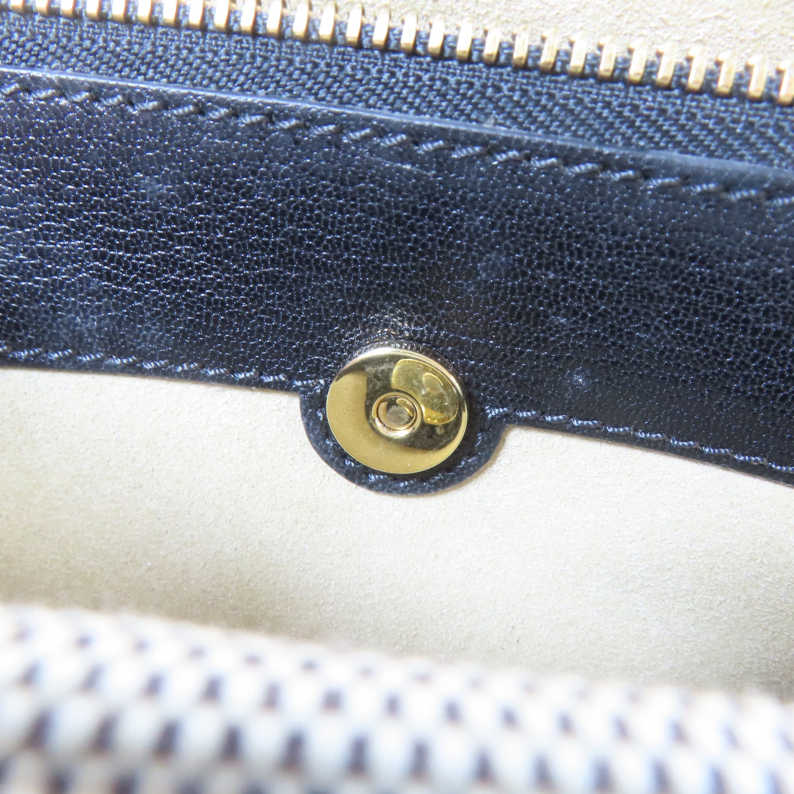 GIVENCHY 帆布/牛皮皮革2 Way Shoulder Bag金扣手挽肩背兩用袋米色/黑色