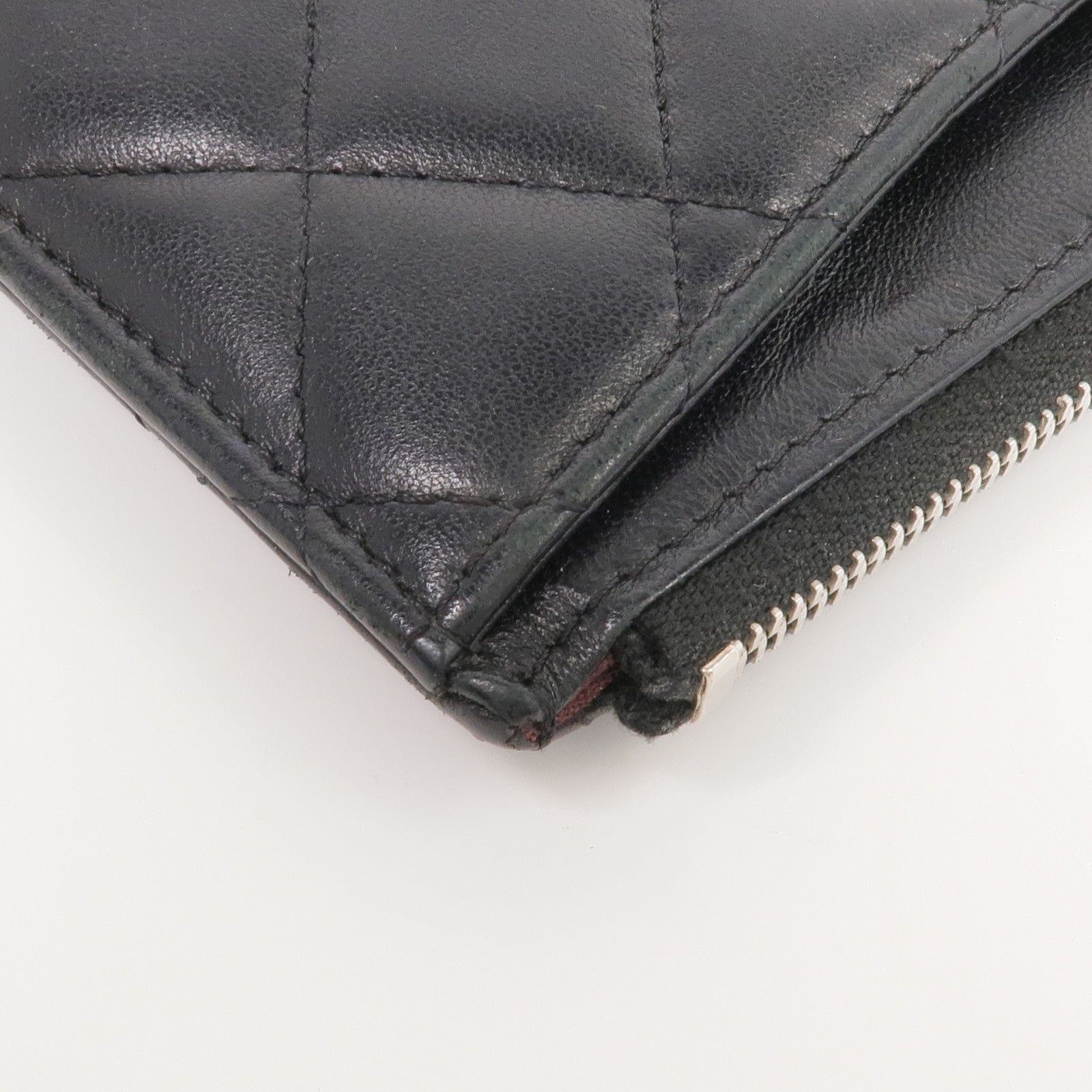 CHANEL 羊皮皮革Zipped Long Wallet銀扣長錢包