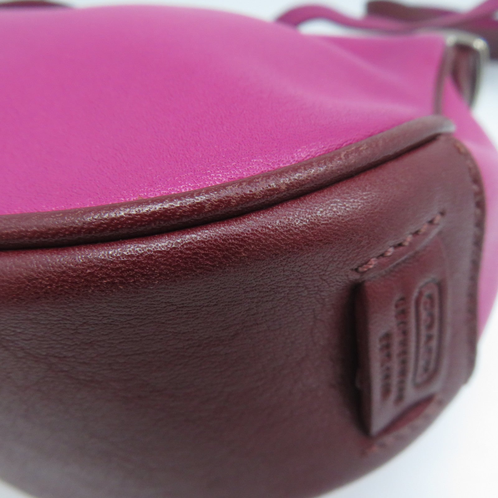 COACH 【激減優惠】牛皮皮革Shoulder Bag銀扣肩背袋粉紅色