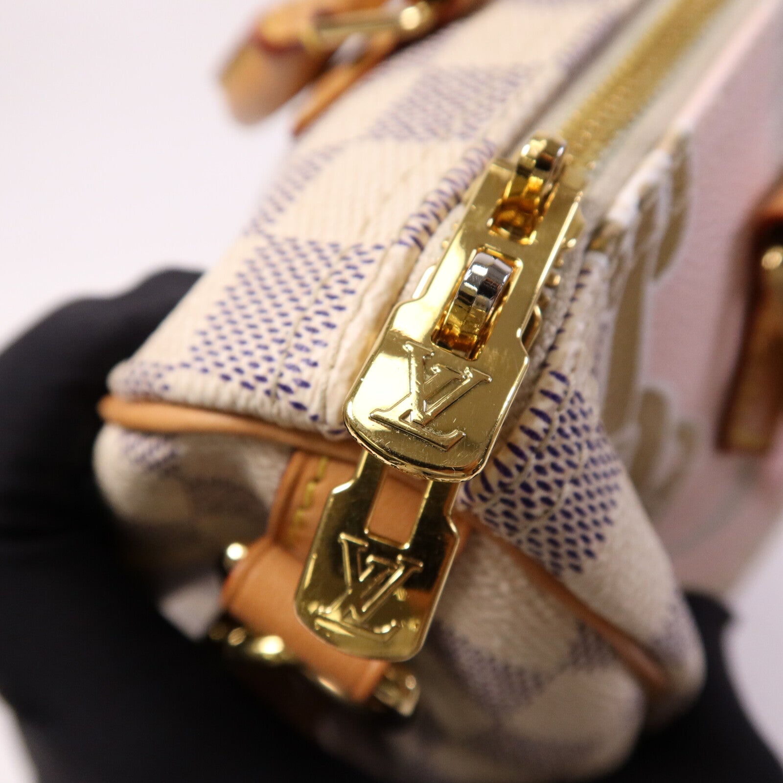 LOUIS VUITTON Damier Azur Speedy Boudouliere 25金扣手挽肩背兩用袋