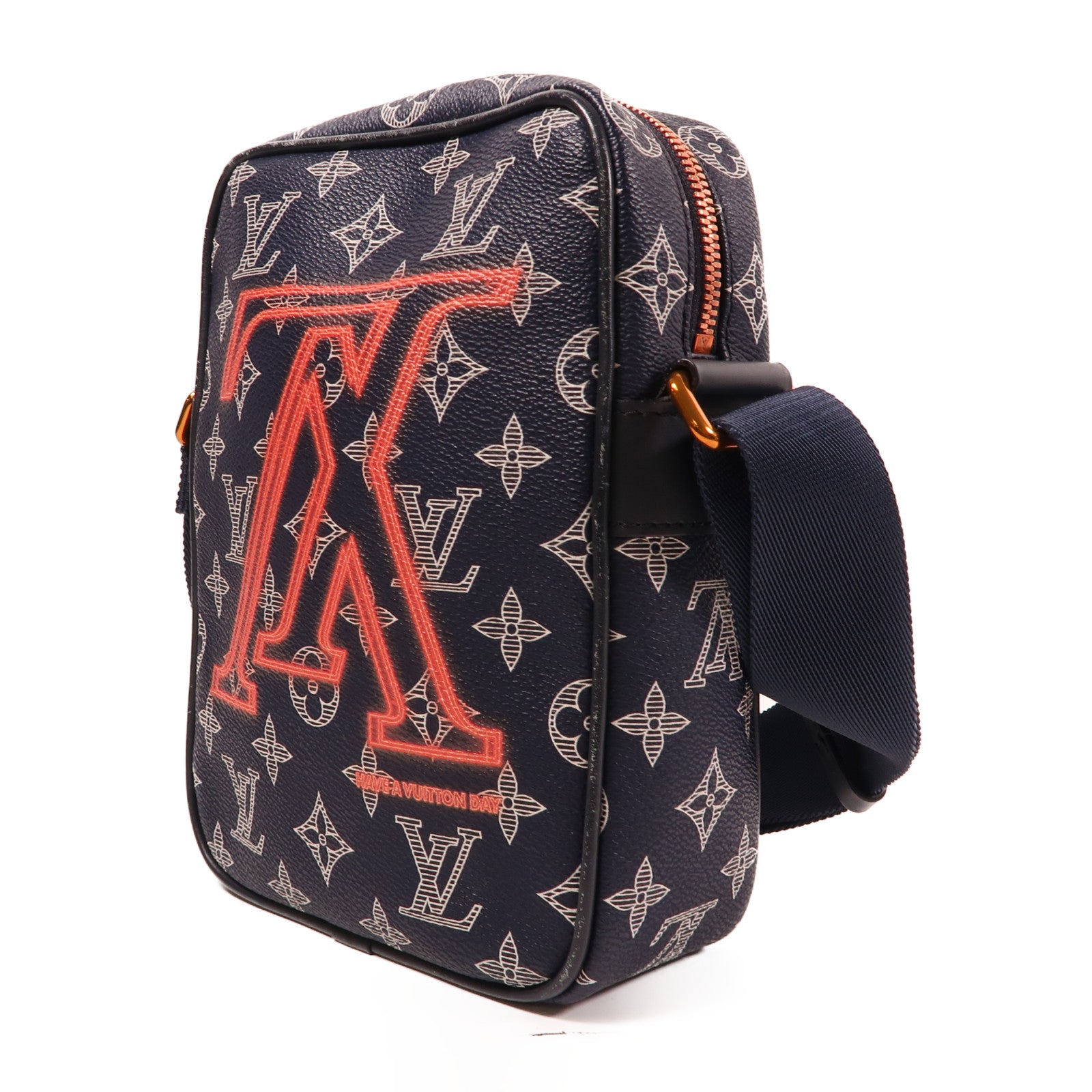 LOUIS VUITTON Monogram Upside-down Danube肩背袋深藍色
