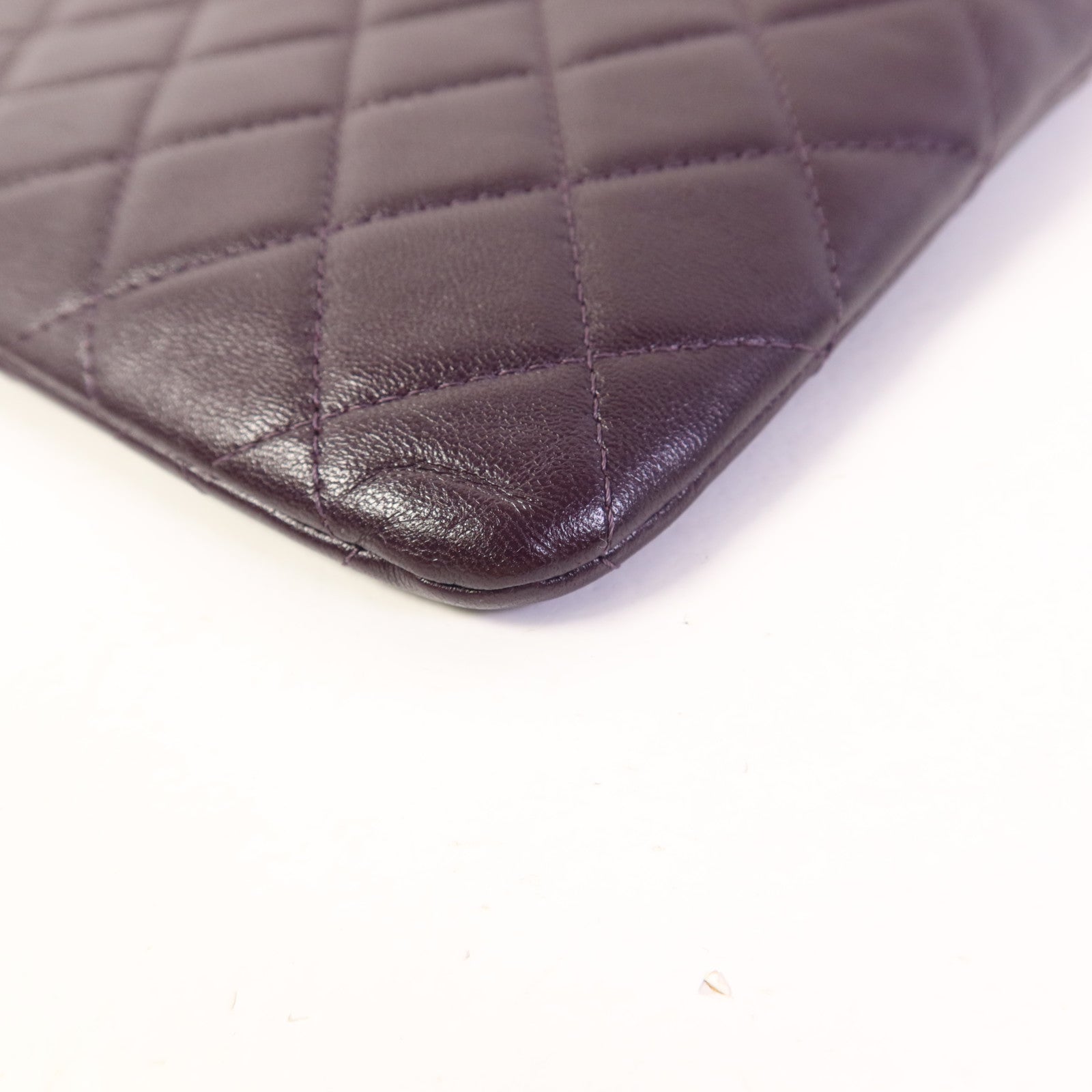 CHANEL 羊皮皮革Double Zip Pouch銀扣小袋