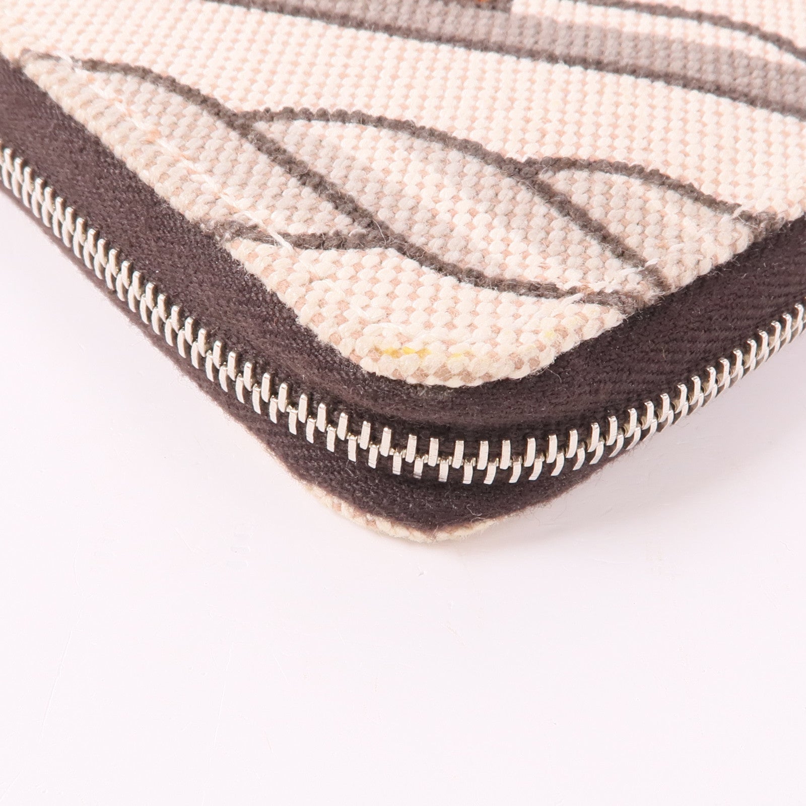 HERMES 帆布Quadrige Azap Wallet銀扣錢包Orange/Beige