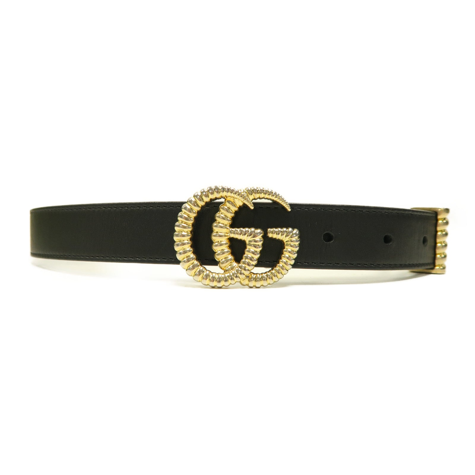 GUCCI 牛皮皮革Belt金扣皮帶黑色