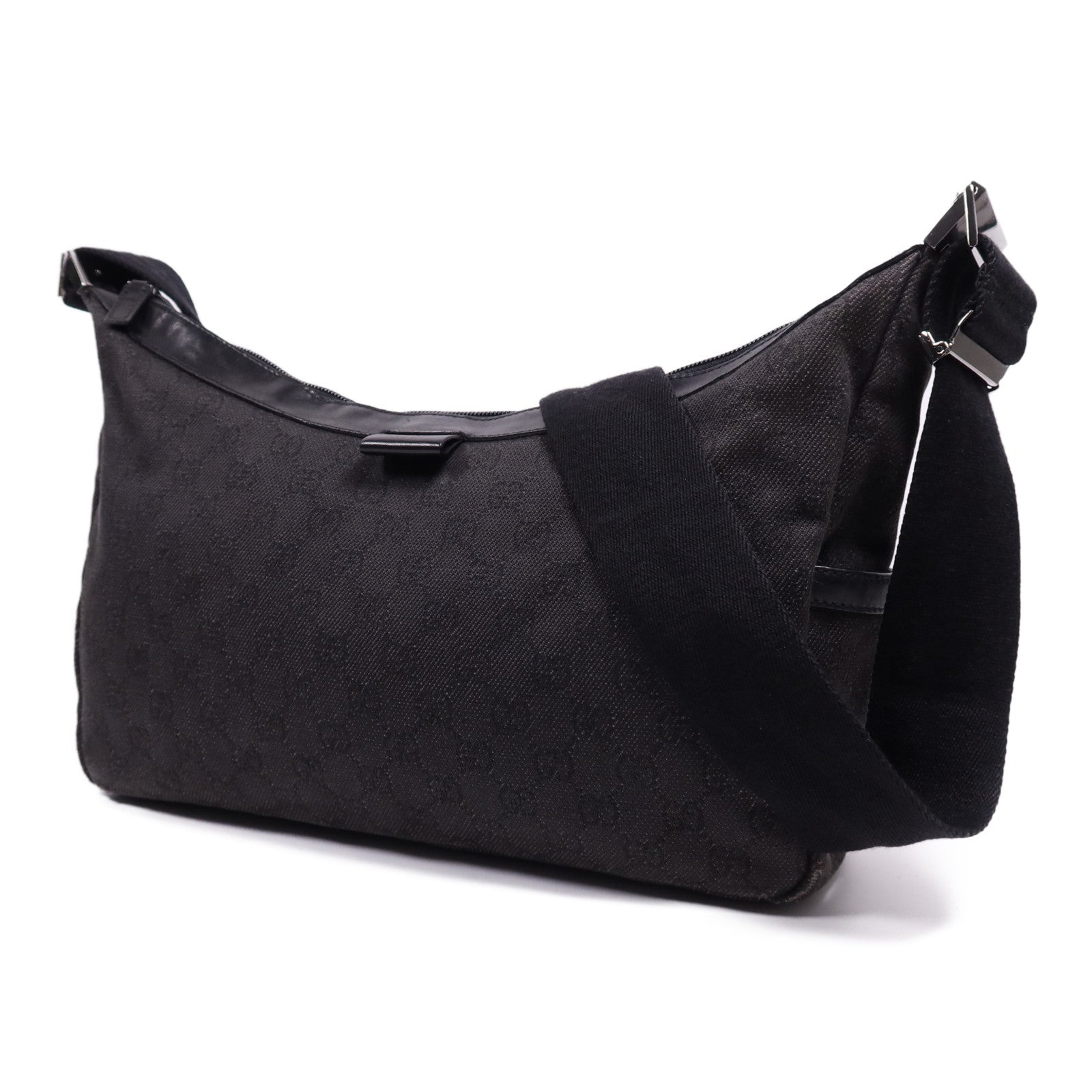 GUCCI 帆布Shoulder Bag銀扣肩背袋