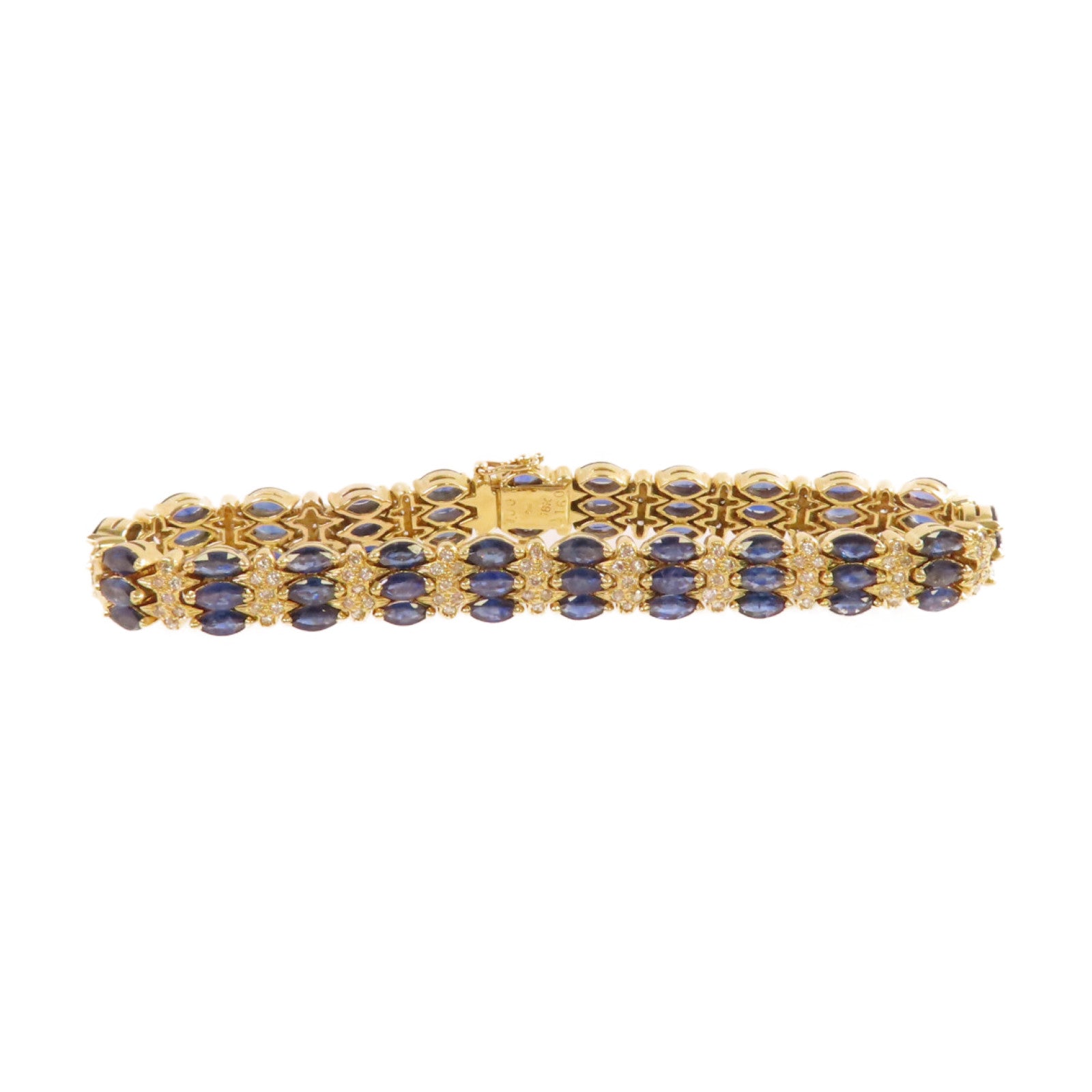 JEWELRY 【激減優惠】18K黃金/7.00ct藍寶石/1.60ct鑽石Sapphire Diamond Blaceret手鏈