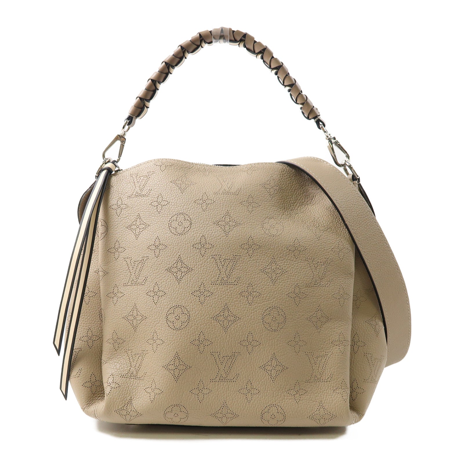 LOUIS VUITTON Mahina Babylone BB銀扣手挽肩背兩用袋米色