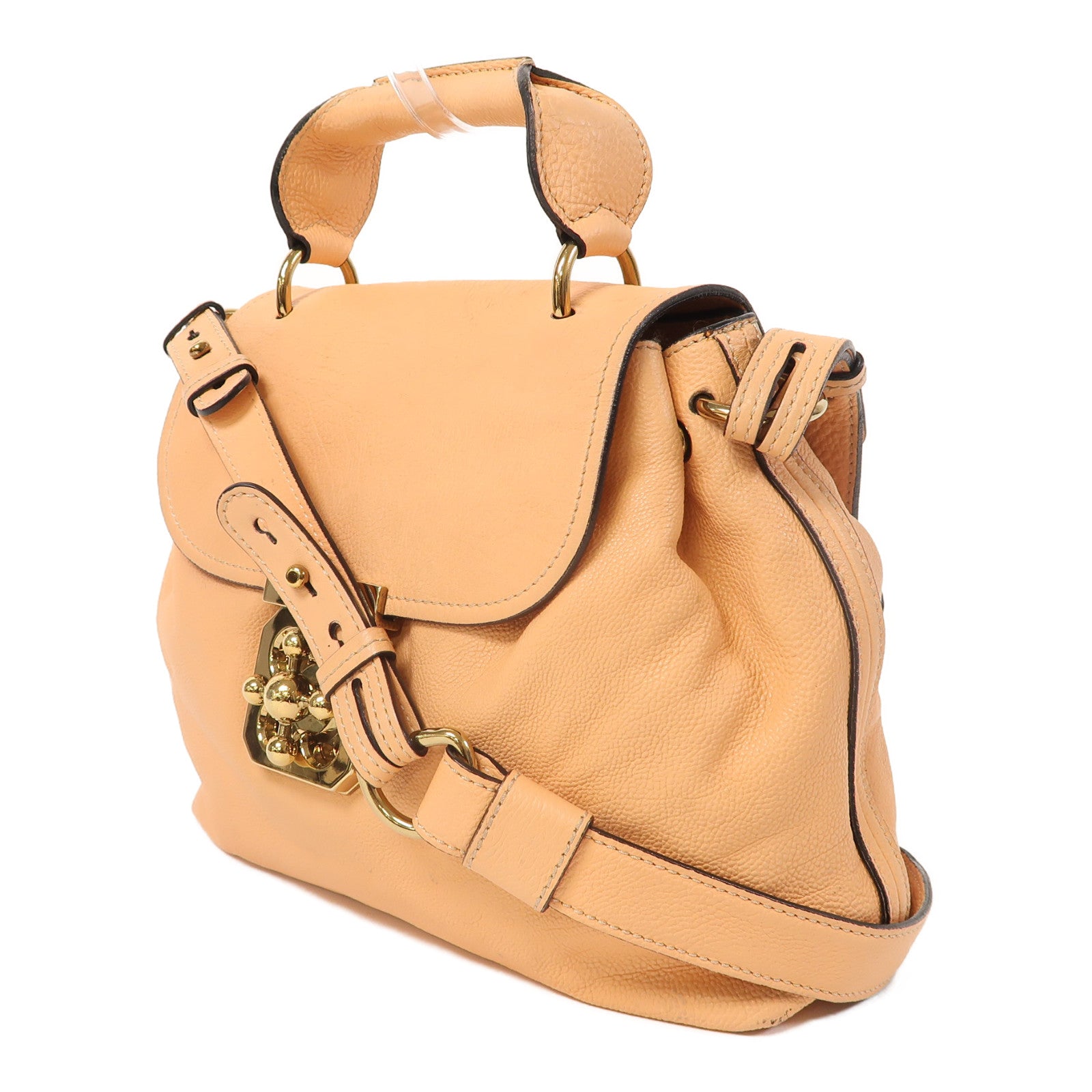 Chloe 【激減優惠】牛皮皮革Shoulder Bag金扣手挽肩背兩用袋杏黃色