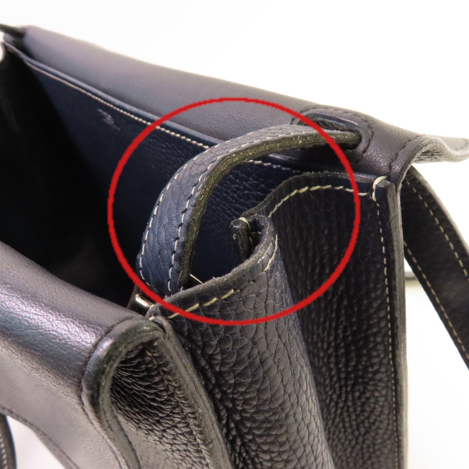 HERMES 【激減優惠】Clemence皮革Halzan 31 2Way Shoulder Bag銀扣手挽肩背兩用袋Bleu Saphir寶石藍色