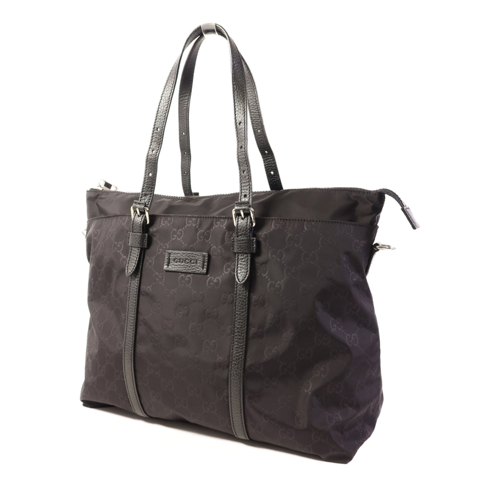 GUCCI 尼龍Shoulder Tote銀扣肩背袋/手挽袋