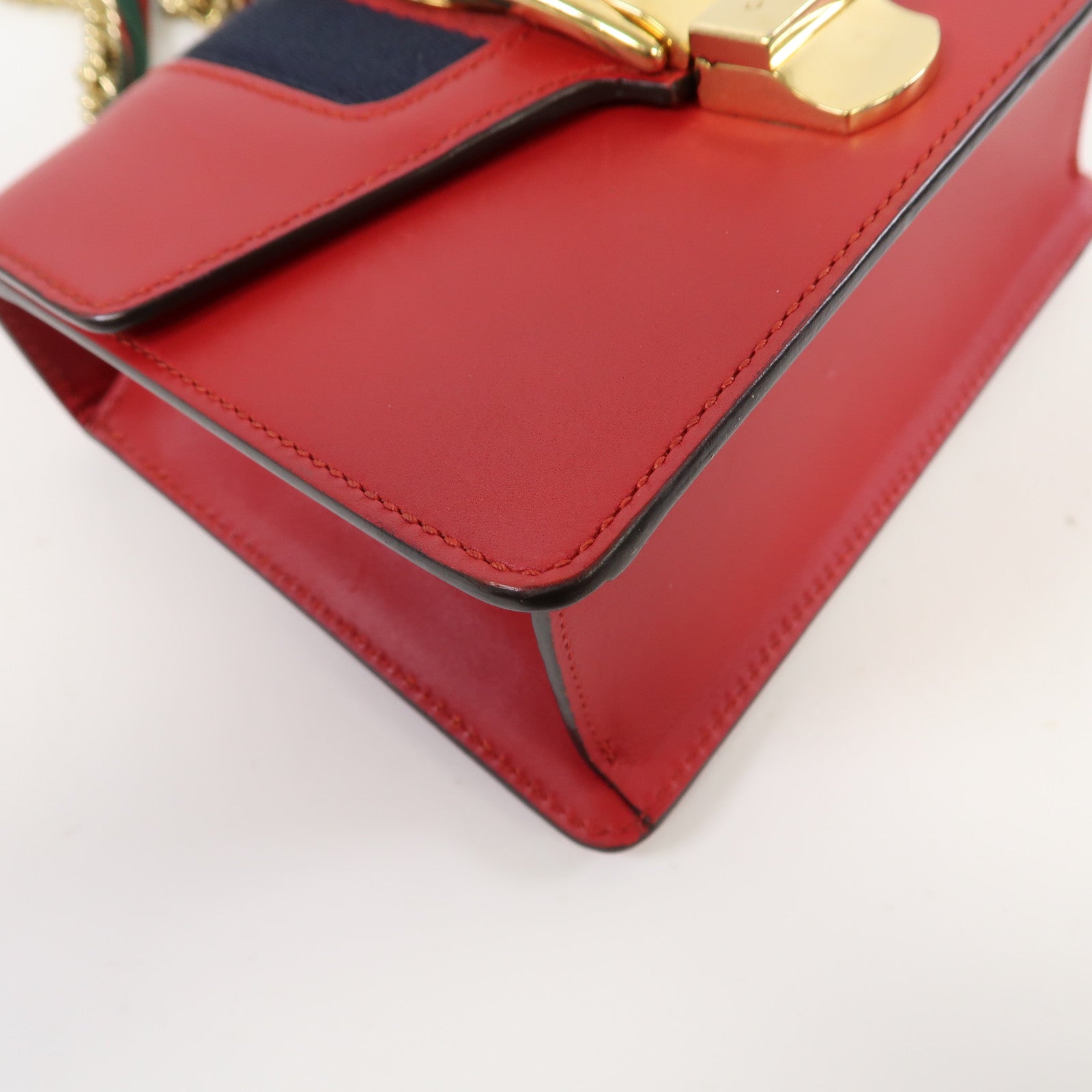 GUCCI 【激減優惠】牛皮皮革Sylvie Mini Chain Bag金扣手挽肩背兩用袋紅色
