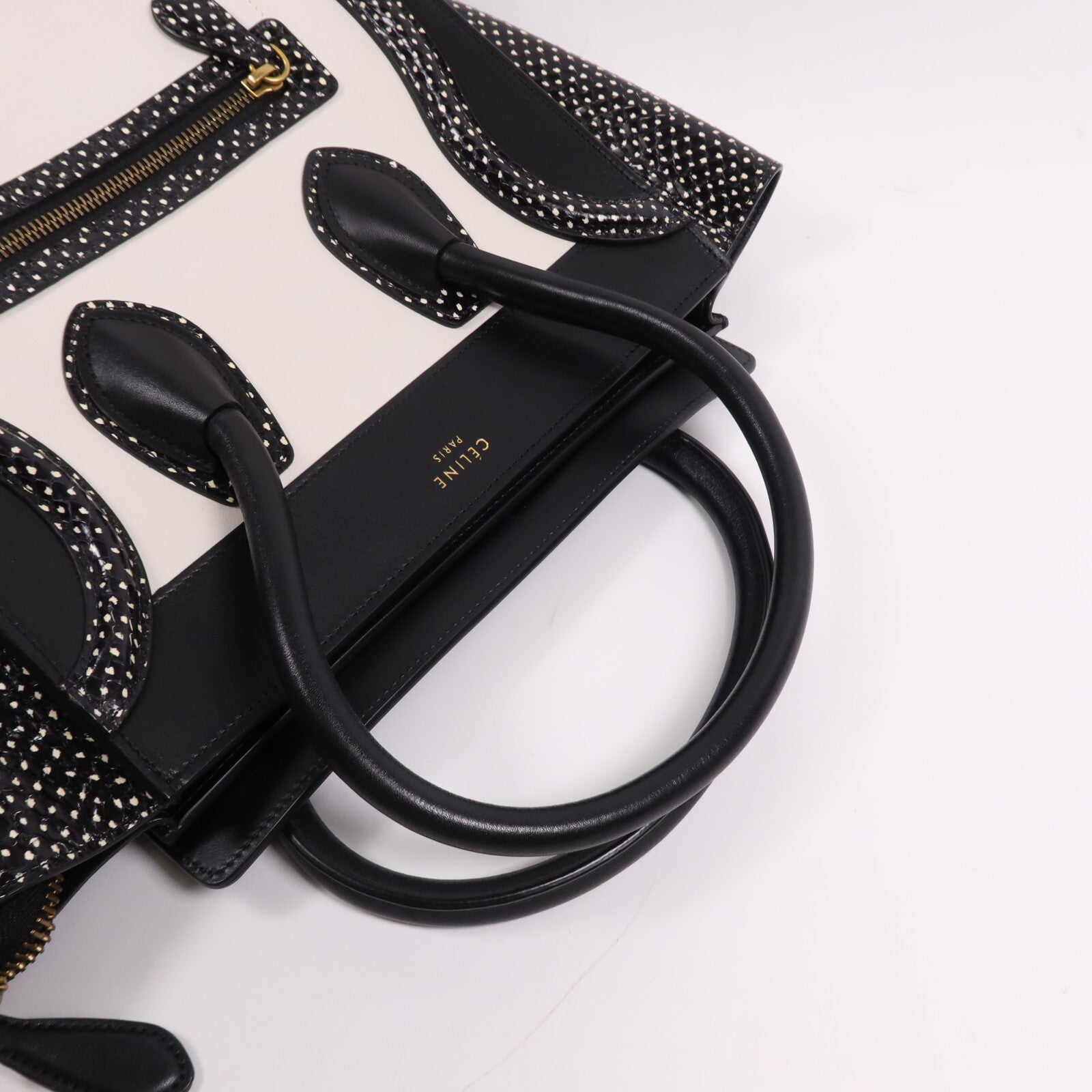 CELINE 牛皮皮革Micro Luggage Tote金扣手挽袋